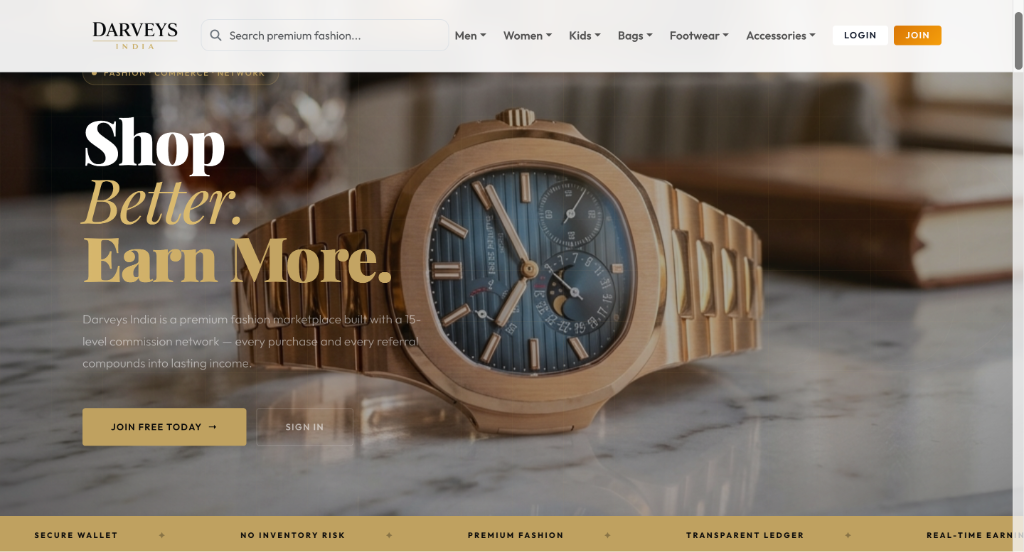 Darveys India - Designer Apparel Portal Screenshot