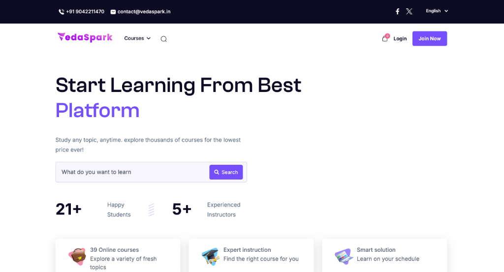 Veda Spark - EdTech & Learning Hub Screenshot